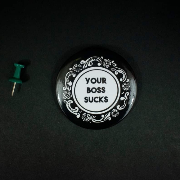 Large Pro Union worker pin -  2.25 inch pinback button - Picture 4 of 4